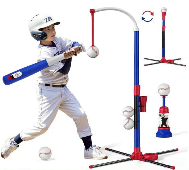 野球 キッズ バッティングセット 練習スタンド わらかボール6個付属 ティーの高さ調整可能 ボール置きティー 高さ調整可 子供用 野球練習器具 バッティング練習...
