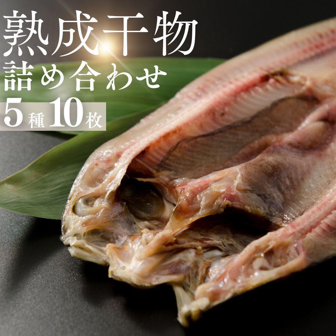 熟成干物詰め合わせ10枚入り【送料無料】<5種10枚の詰め合わせ/旨脂さば×1枚/さんま×2枚/縞ほっけ×1枚/いわし×3枚/あじ×3枚/開き干し計10枚セット/塩/焼き魚/干物>