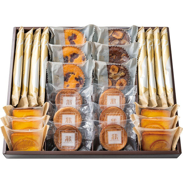 ●内容／プチケーキ（ベリー×3個・ショコラ＆バナナ×2個・ショコラ＆ナッツ×1個）、ガレットブルトンヌ・オレンジケーキ×各6個、ロングキャラメルパイ×8本