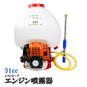 エンジン式 噴霧器 大容量 30Lタンク 31cc 動力噴霧機 動噴 4サイクル 背負い 2種ノズル付き 3頭口 消毒 病害虫防除 除草 農薬 肥料 背面クッション