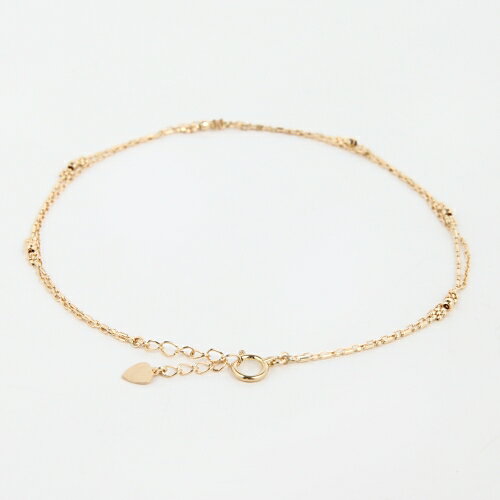 K18 ミラーボール 2連 アンクレット 21cm+3cm アジャスター付き 18金ゴールド【送料無料】【あす楽対応..