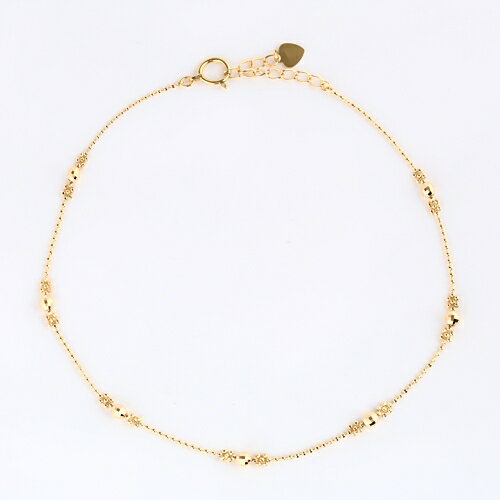 K18 ミラーボール 雪の結晶 アンクレット 21cm+3cm アジャスター付き 18金ゴールド【送料無料】【あす..