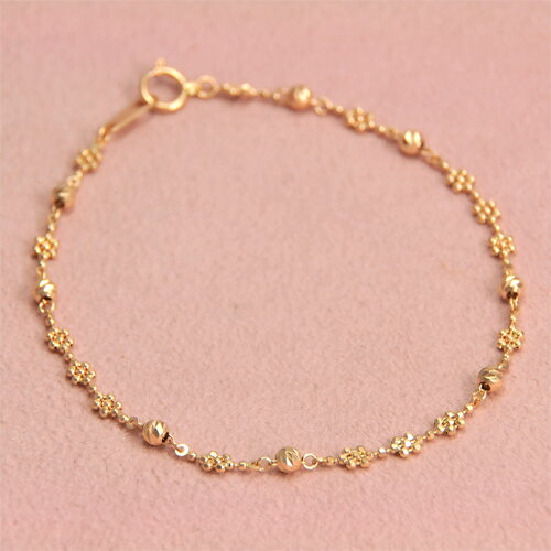 K18PG 雪の結晶 ブレスレット 18cm 18金ピンクゴールド【送料無料】【ラッピング無料】