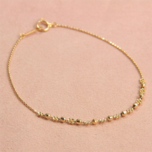 K18PG ミラーボール 雪の結晶 ブレスレット 18cm 18金ピンクゴールド【送料無料】【ラッピング無料】