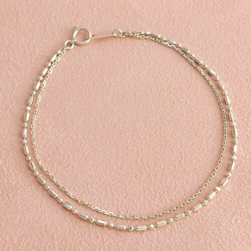 Pt 2連 ブレスレット 18cm プラチナ【送料無料】【ラッピング無料】