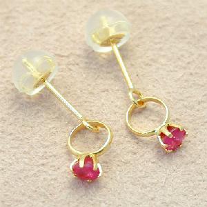K18 ルビー ベビーリング ピアス 18金ゴールド【送料無料】【あす楽対応】【ラッピング無料】