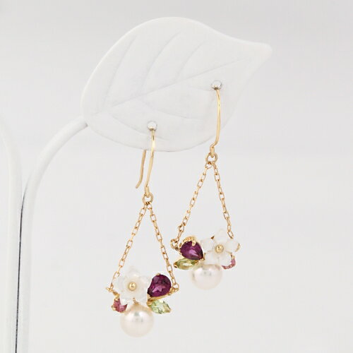 K18 アコヤパール 白蝶貝 マルチ ピアス 18金ゴールド【送料無料】【あす楽対応】【ラッピング無料】