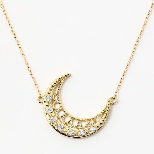 K18 ダイヤ 月 ペンダント ネックレス 18金ゴールド【送料無料】【あす楽対応】【ラッピング無料】のサムネイル