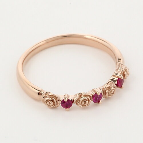K18PG ルビー入り薔薇の花リング　　【送料無料】【あす楽対応】【ラッピング無料】