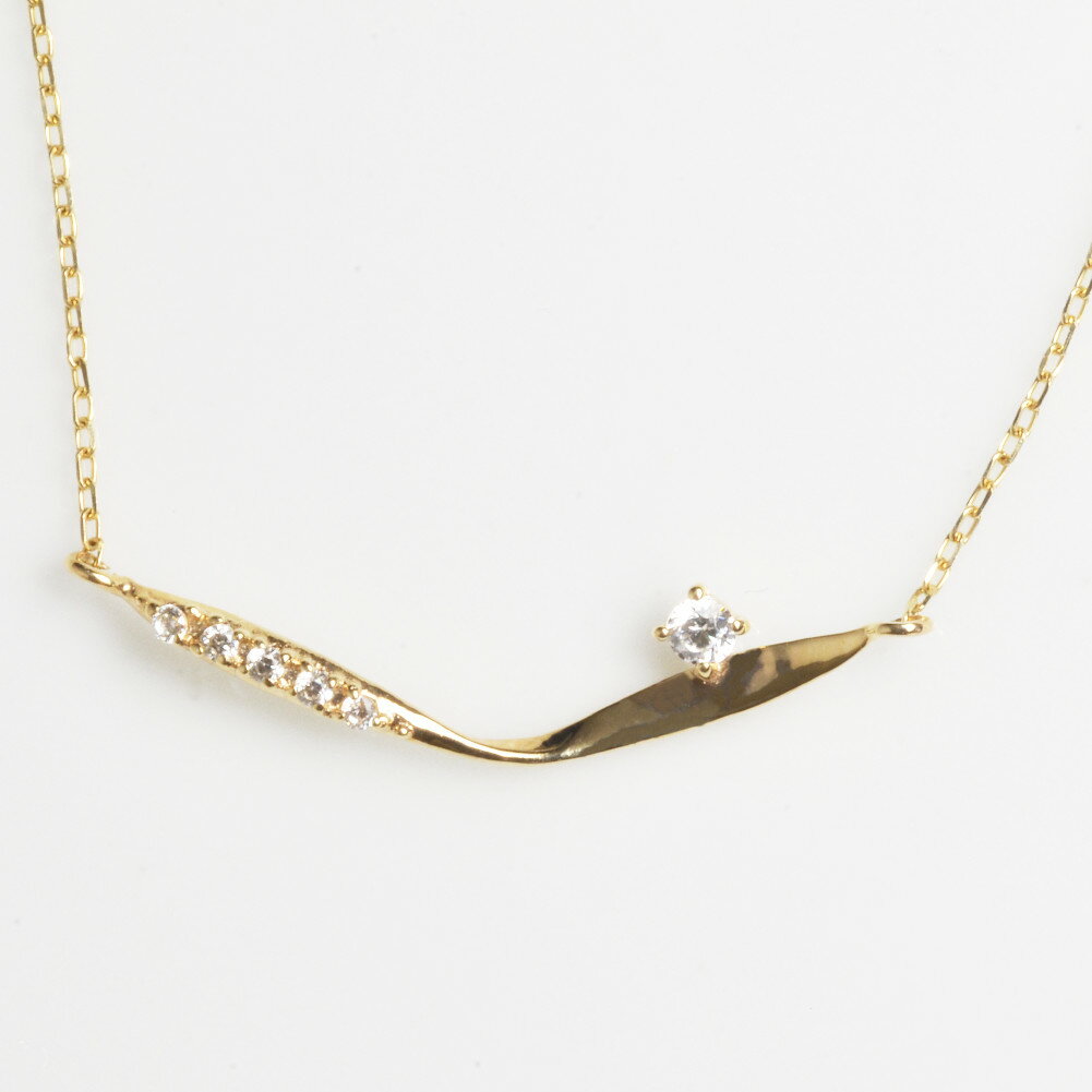 ネックレス K18 18金 ダイヤモンド ウェーブライン バー YG PG WG ギフト 記念日 レディース シンプル 普段用 ギフト 人気 ネックレス プレゼント おすすめ 金属アレルギー対応