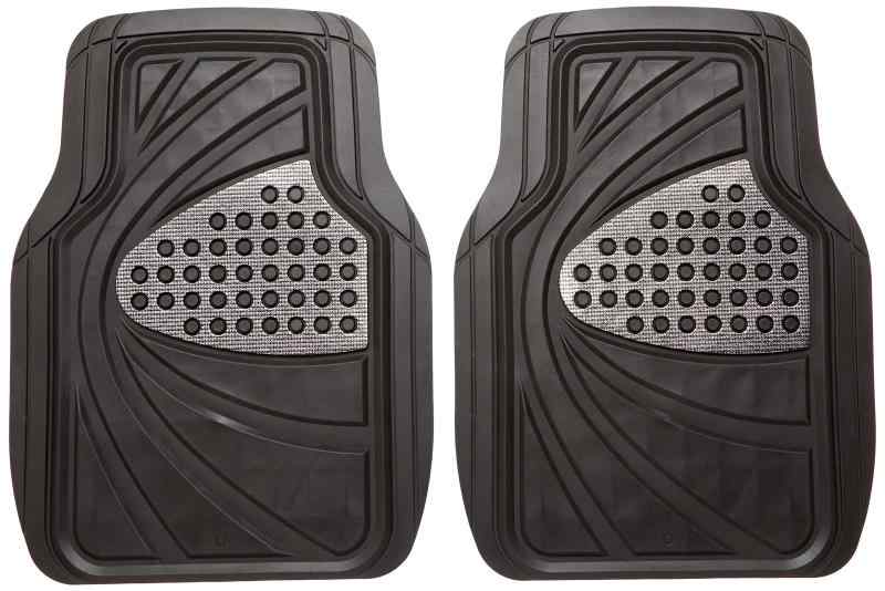 ボンフォーム(BONFORM) カーマット デザインラバーマット 前席2枚セット 防水 48x65cm シルバー 6449-80SI(2)