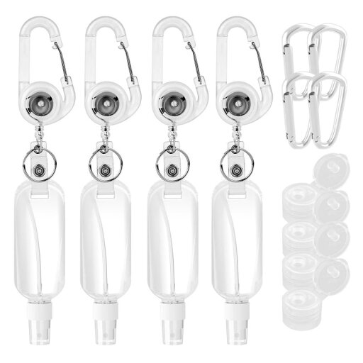 4個50mlスプレーボトル、携帯用シリコントラベルボトルのパック、再利用可能トイレタリー コンテナー キーチェーン & 伸縮性のストラップ 4個50mlスプレーボトル、携帯用シリコントラベルボトルのパック、再利用可能トイレタリー コンテナー キーチェーン & 伸縮性のストラップ