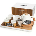 MIAMIO - 日本/中国茶セット 6 x 100 ml/アジアンティーポット 620 ml お茶漉し付き、お茶愛好家/男性/女性向けの伝統的な日本茶セット ...
