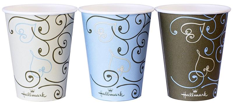 ペーパーカップ 厚紙カップ ホールマーク ハート3色 AC2850HT 280ml 計100個 (50個入 ×2袋セット)