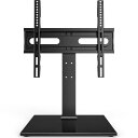 ユニバーサルテレビスタンド - テーブルトップテレビスタンド 27~60インチのLCD LED TV用 - 9段階の高さ調節可能なテレビベーススタンド 強化ガラ...