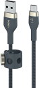 Belkin USB-A to USB-C 編組シリコンケーブル iPhone 15/iPad mini/iPad Pro/iPad Air/Galaxy/Androidスマートフォン・タブレット対応 超高耐久 USB-IF認定 1メートル ブルー BO