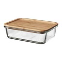 IKEA/イケア IKEA 365+:保存容器 ふた付き21x15x7cm ガラス/竹 (892.690.66)(3)