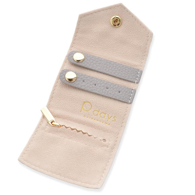 [R-days代官山] 小さい アクセサリーポーチ アクセサリー 収納 レディース 旅行 ピアス イヤリング ネックレス 指輪 持ち運び ジュエリー トラベル ホワイトデー （グレー/リボンなし包装）