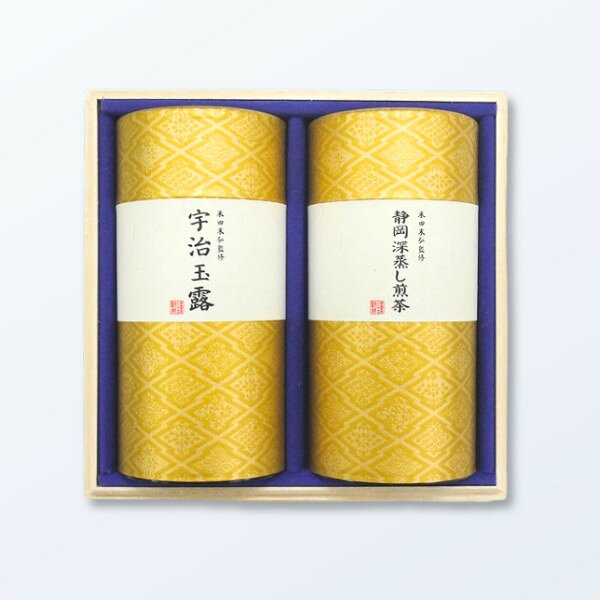 日本一の茶処、静岡県で土作りからこだわった茶葉を丁寧に仕上げました。日本一の茶処、静岡県で土作りからこだわった茶葉を丁寧に仕上げた、濃厚で苦みの少なくコクのある味わいの静岡深蒸し煎茶と、宇治川や木津川などに代表されるような清流がもたらす水と肥沃な土壌と山間部での寒暖差の中で育てられた、とろりとした濃厚な旨みの宇治玉露の詰合せです。