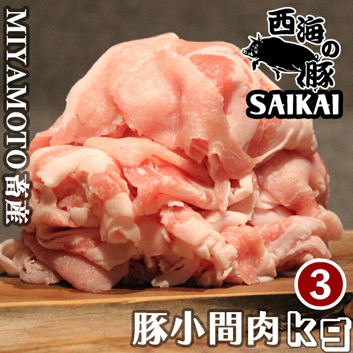 父の日 敬老の日 長崎県 秘宝 西海の豚 小間肉 3kg(500g×6パック) 1kgあたり3,400円