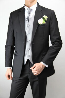 【ポイント9倍UP!】楽天ランキング1位!タキシード ブラック 選べるベスト タイ付き 4点セット 結婚式 ウェディング パーティ フォーマル 披露宴 二次会 クルーズ旅行 豪華 高級感 エレガント オシャレ メンズファッション ベストカラー 金 銀 黒 サイズS~3L 02txdn048 - Image 3