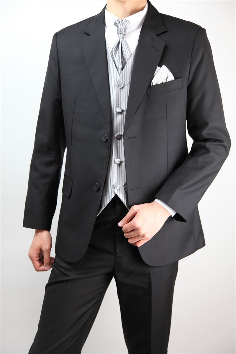 【最終処分】【ポイント9倍UP!】タキシード ブラック 4点セット ブラックスーツ 結婚式 ウェディング パーティ フォーマル 披露宴 二次会 新郎スーツ グルームスーツ クルーズ旅行 イベント ブライダル 選べるベスト 金 銀 黒 冠婚葬祭 02txdn049