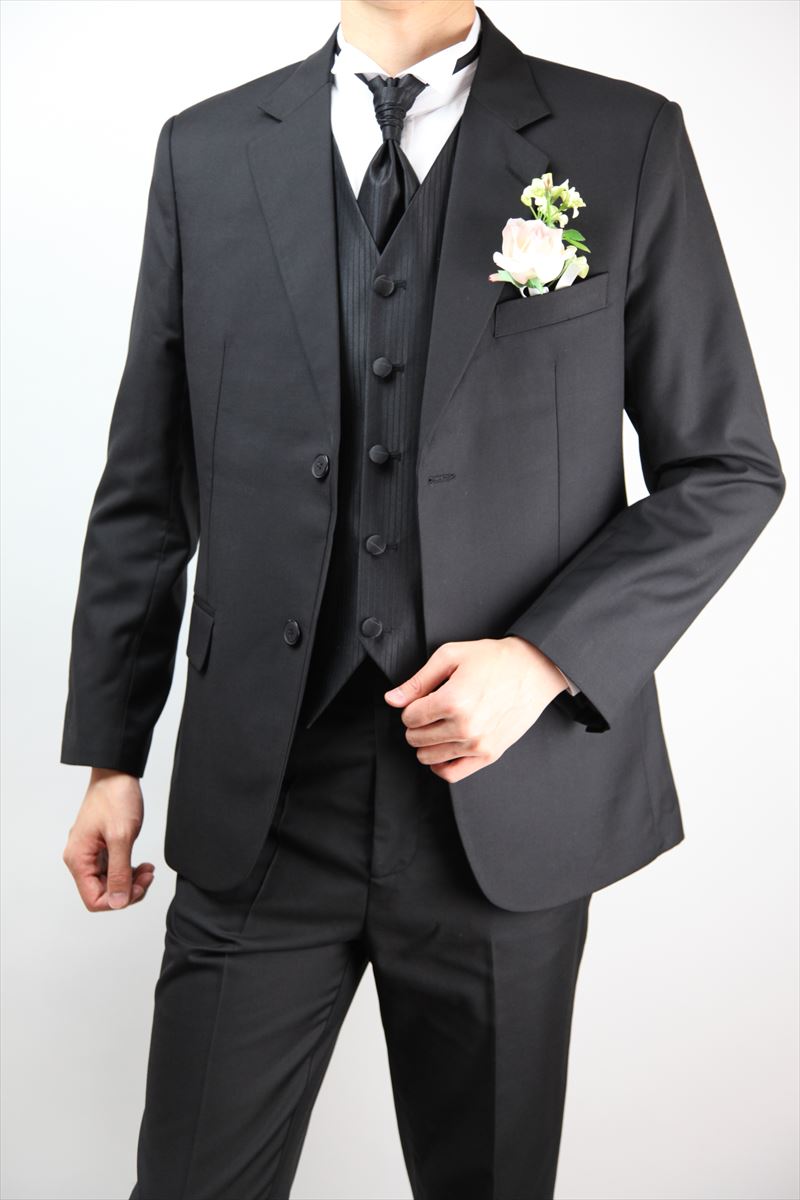 【最終処分】【ポイント9倍UP!】タキシード ブラック 4点セット ブラックスーツ 結婚式 ウェディング パーティ フォーマル 披露宴 二次会 新郎スーツ グルームスーツ クルーズ旅行 イベント ブライダル 選べるベスト 金 銀 黒 冠婚葬祭 02txdn049