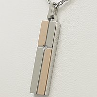 vie ステンレス ペアネックレス 【レディース販売】 ピンクxステンレスが交互になっていて真中にダイヤモンドが綺麗に輝くネックレス!! バレンタイン ホワイトデー ★ふたりの絆★