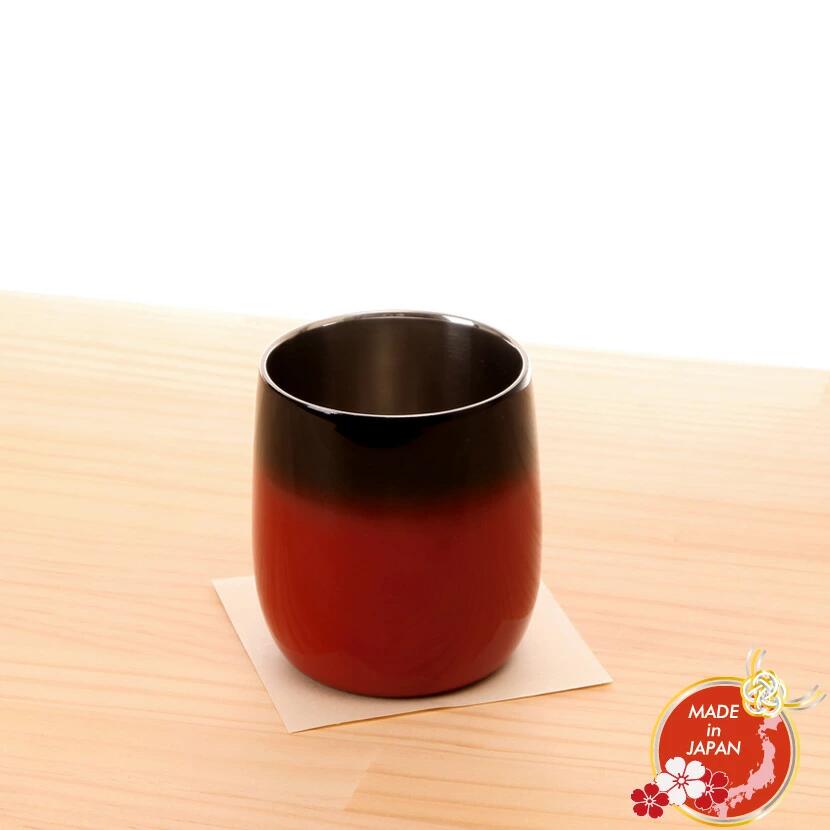 【在庫限り】日本の工芸品 山中漆器 漆磨二重ロックカップ ダルマ 赤 彩