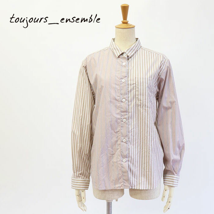 【SALE セール 20％OFF】toujours ensemble トゥジュールアンサンブル レディース シルキーストライプシャツ TJ1145