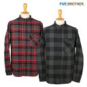 【SALE セール】FIVE BROTHER ファイブブラザー HEAVY FLANNEL LS BAND COLLAR SHIRTS ヘビーネル バンドカラーシャツ チェック 152062