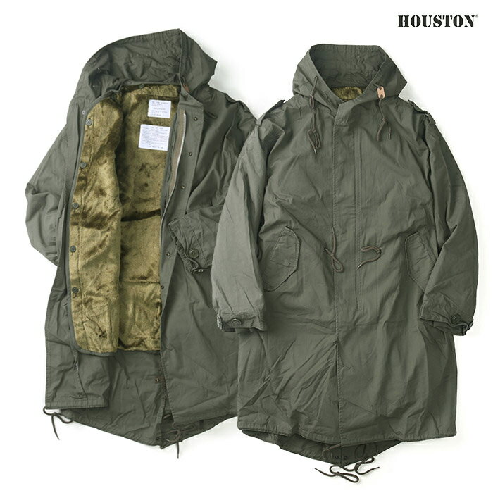 当店取扱い商品は一部店頭在庫と共有をしております。 ご注文時に「在庫あり」の表示でも、実際は売り違いにより欠品が発生し、やむをえずご注文をキャンセルさせていただく場合がございます。 完売や欠品の場合は大変ご迷惑をおかけしますが、予めご了承のうえ注文頂けますようお願い申し上げます。 撮影時の環境やご使用のPCモニター等の環境により実際の色味と多少異なる場合があります。予めご了承下さい。 &lt;素材&gt; ○本体:コットン100% ○ライナー：アクリル100%/ポリエステル100% ○中綿：ポリエステル100% ○リブ：アクリル100% &lt;生産国&gt; ○中国製 &lt;備考&gt; - &lt;メーカー公表製品実寸&gt;※あくまでも目安です。※製品には個体差があります。予めご了承下さい。 （単位：cm) MATSUYA 楽天市場店トップはこちら≪ Detail ≫ 商品説明 日本の老舗ミリタリー＆アメカジブランド、HOUSTON（ヒューストン）のM-51パーカ。 HOUSTONの歴史的代表作ともいえるモデルで、日本の某刑事モノ映画シリーズで主人公が着用していたことでも有名です。 身幅が広くルーズなシルエットが特徴的、中のライナーは取り外し可能で秋冬から少し暖かくなってくる春先まで使える万能アイテムです。 HOUSTON の他商品はこちらからどうぞ！