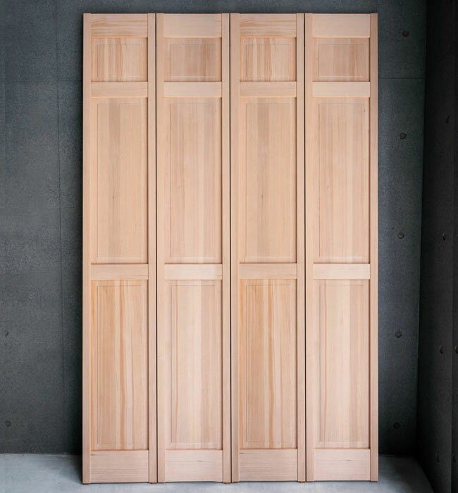 【木製 4枚（左右引き分け）折戸】オリジナル木製クローゼットドア1460 W1217