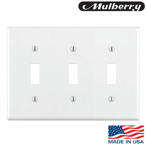 本物！アメリカ製 スチールプレート 3スイッチ用 ホワイト 86073