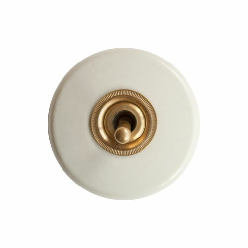 アンティーク調 陶器丸型スイッチ 片切/3路兼用 ホワイト色