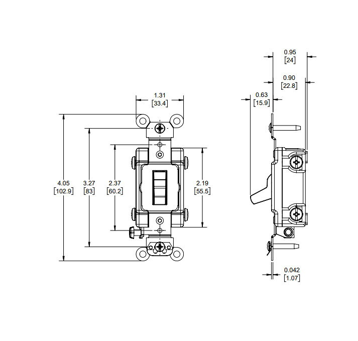 輸入建材ジェイマックスのアメリカンスイッチ PSE 輸入スイッチ 4路スイッチ ブラック｜アングル3