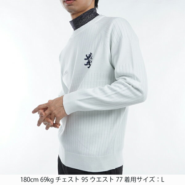 アドミラル ゴルフ ウエア メンズ セーター ADMA472 ビックランパント クルーネック Admiral Golf 長袖 M L LL 3L ブラック グレー 25W ASR SAL 秋冬