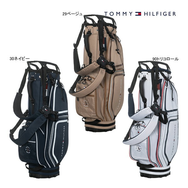 新作 トミーヒルフィガー ゴルフ キャディバッグ THMG5SC3 カート ユースフル TOMMY HILFIGER GOLF CB 9型 5分割 ベージュ ネイビー 25SSE 10PT ASR