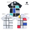 新作 ルコック ゴルフ メンズ ウエア ポロシャツ LG5SHS02M モンドリアン 大柄 半袖 シャツ le coq sportif GOLF デサント ストレッチ 吸汗速乾 UVカット 25SSW(4)
