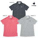 新作 ルコック ゴルフ レディース ウエア シャツ LG5SHS13L 総柄 半袖 シャツ le coq sportif GOLF デサント 吸汗 速乾 快適 ストレッチ 25SSW SAL ASR30