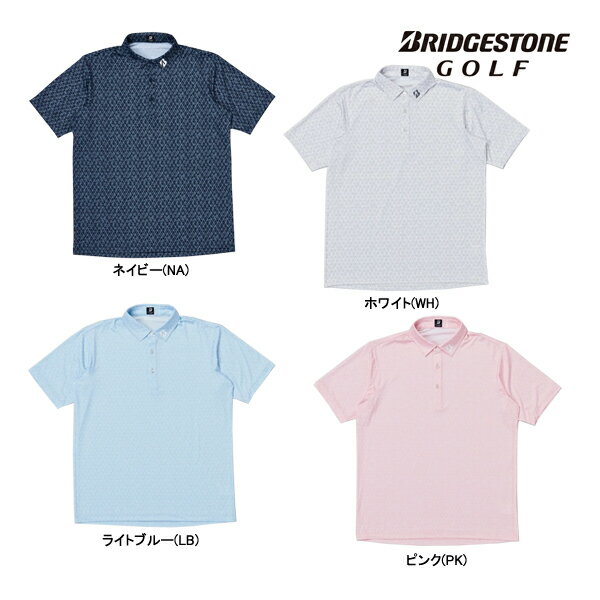 ブリヂストン ゴルフ 26年春夏ウエア 新作 メンズ 半袖シャツ IGM04A ゴルフウェア BRIDGESTONE GOLF BS 総柄プリント 半袖 ストレッチ UVカット