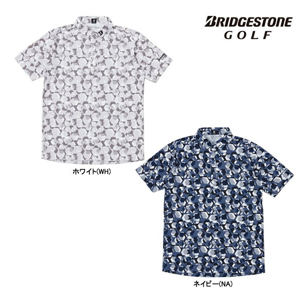 先行予約 ブリヂストン ゴルフ 26年春夏ウエア 新作 メンズ 半袖シャツ IGM06A ゴルフウェア BRIDGESTONE GOLF BS 総柄プリント 半袖 通気性 ストレッチ