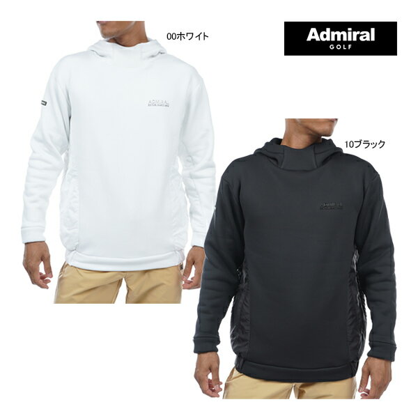 アドミラル ゴルフ ウエア メンズ フーディ ADMA3A5 軽量 裏フリース パフォーマンス Admiral Golf 秋冬 長袖 トップス ブラック ホワイト LYW 23AWW SAL ASR その1