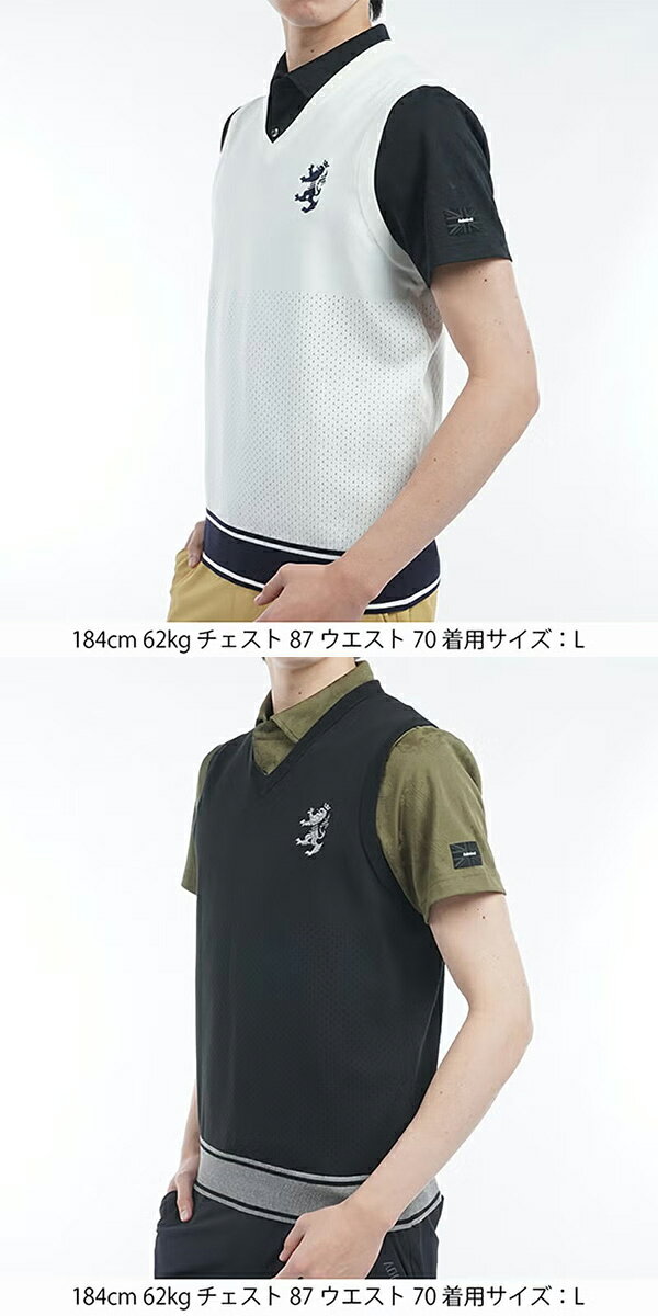 在庫処分 アドミラル ゴルフ メンズウェア ポリエステル ニット ベスト ADMA512 Admiral Golf 袖なし トップス 重ね着 ホワイト ブラック ライトグレー YPP SAL