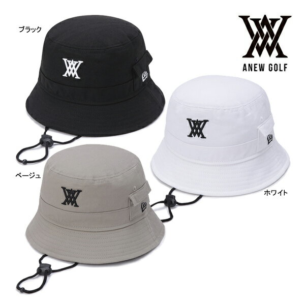 ♪【24年継続モデル】アニューゴルフ AGDUUCPN7 ANEW X NEWERA NB コットンバケットハット ANEW GOLF ANEW X NEWERA NB COTTON BUCKET HAT WHITE BLACK BEIGE