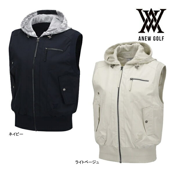 【エントリーで更にポイント3倍中】アニュー ゴルフ レディースウェア フード ベスト AGFFWVT03 ウィメンズ FA ANEW GOLF 袖なし ウエア AW アウター 重ね着 上着 羽織 MA-1 体型カバー 25WT