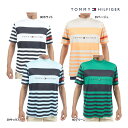 トミーヒルフィガー ゴルフ メンズ モックネック シャツ THMA306 ランダムボーダー (Men's) 半袖 TOMMY HILFIGER GOLFホワイト ベージュ サックス グリーン 24W(4)
