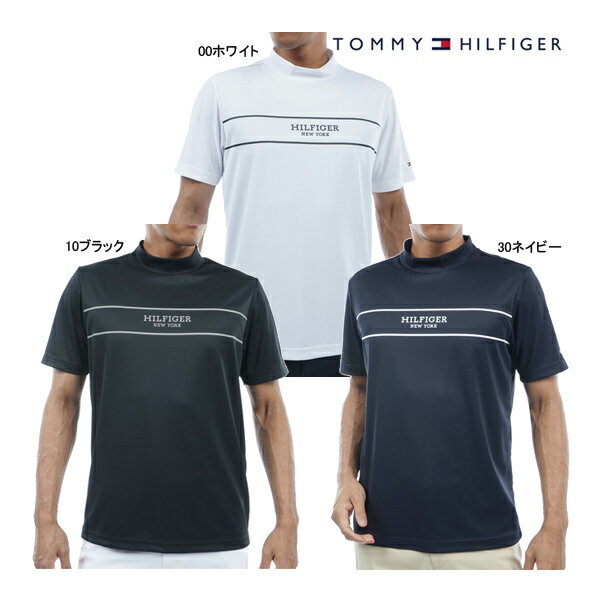 トミーヒルフィガー ゴルフ メンズ ウエア モックネックシャツ THMA420 パネルストライプ 半袖 TOMMY HILFIGER GOLF ホワイト ネイビー ブラック 24W YPP SAL