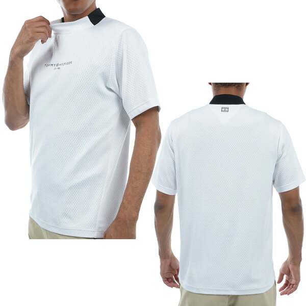 トミーヒルフィガー ゴルフ モックネックシャツ THMA431 メンズ リンクスジャガード 半袖 TOMMY HILFIGER GOLF 吸水速乾 UV ホワイト グレー LYW 24SSW SAL YPP