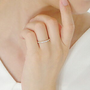 K18/10YG【0.20ct】フチあり ダイヤモンド エタニティリング【送料無料】【代引手...